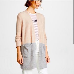 MADEWELL Kent Colorblock Tan Grey Oversized Cardigan in Coziest Yarn Size XS